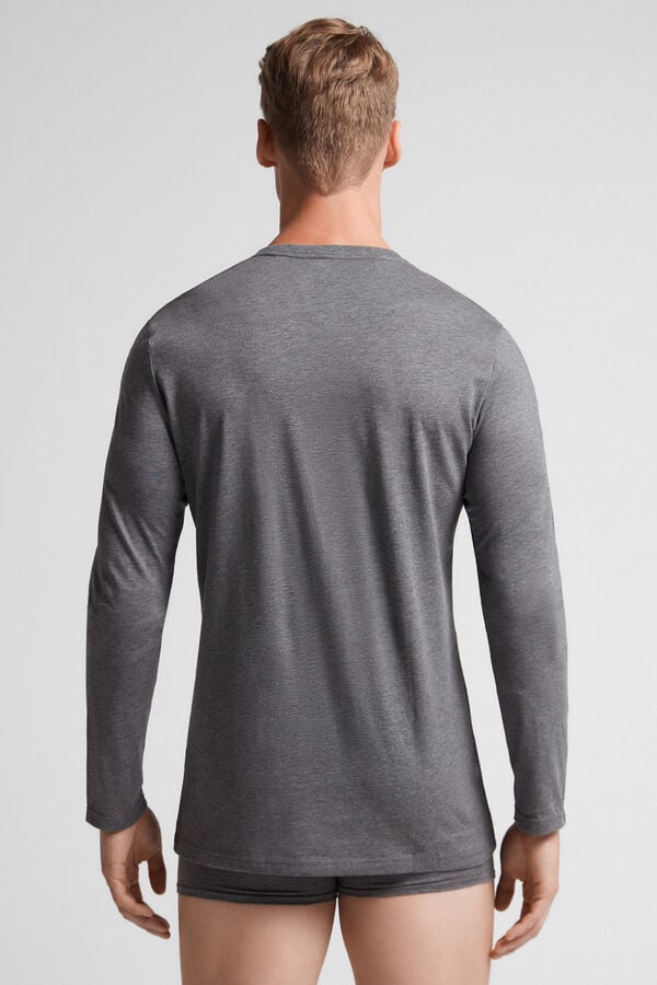 Deep Grey Intimissimi Superior Cotton Men Long Sleeve | 1463RQULE