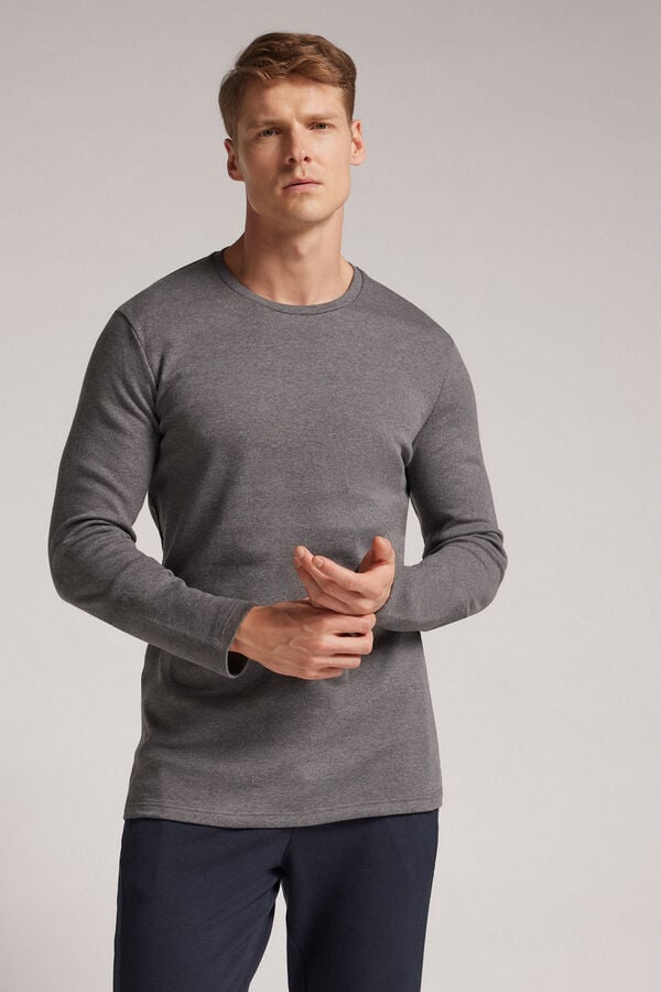 Deep Grey Intimissimi Top In Warm Cotton Men Long Sleeve | 8013JIHOB