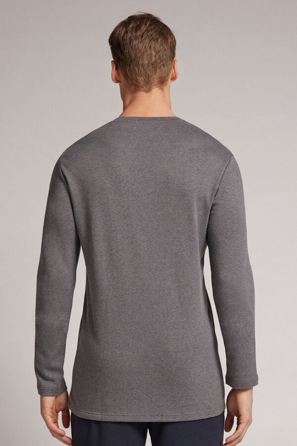 Deep Grey Intimissimi Top In Warm Cotton Men Long Sleeve | 8013JIHOB