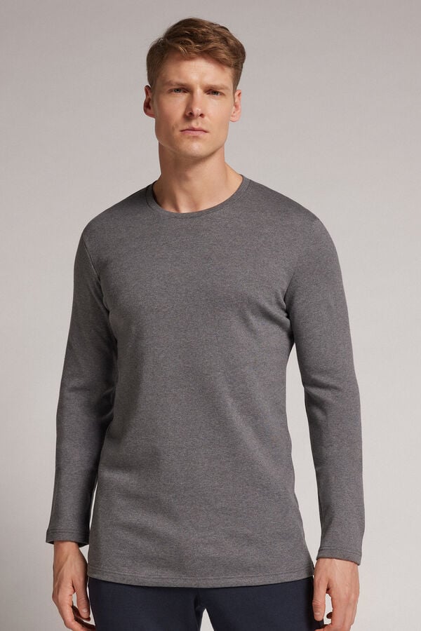 Deep Grey Intimissimi Top In Warm Cotton Men Long Sleeve | 8013JIHOB