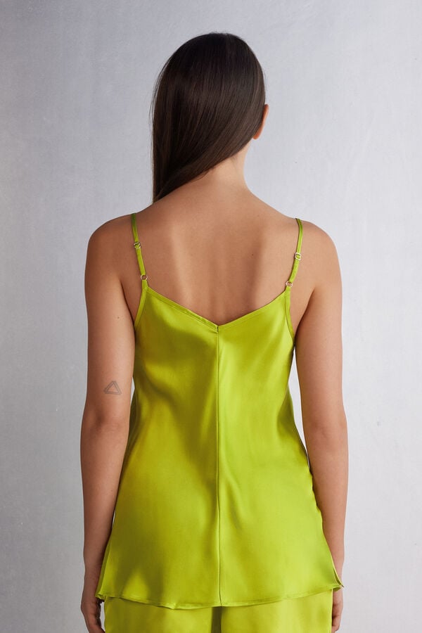 Green Intimissimi Silk Satin With V-Neckline Women Tank Top | 6982OCLVA