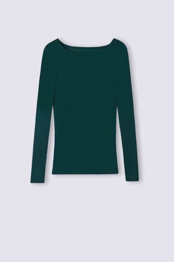 Green Intimissimi Wide Neck Wool And Silk Women Sweater | 4195FSUDN