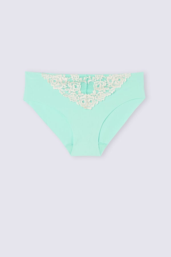 Green / White Intimissimi Pretty Flowers Seamless Cotton Women Panties | 0978NEHIS