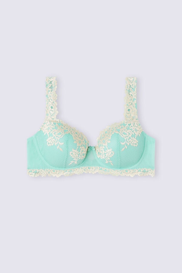 Green / White Intimissimi Pretty Flowers Sofia Balconette Women Bra | 9470PXDLZ