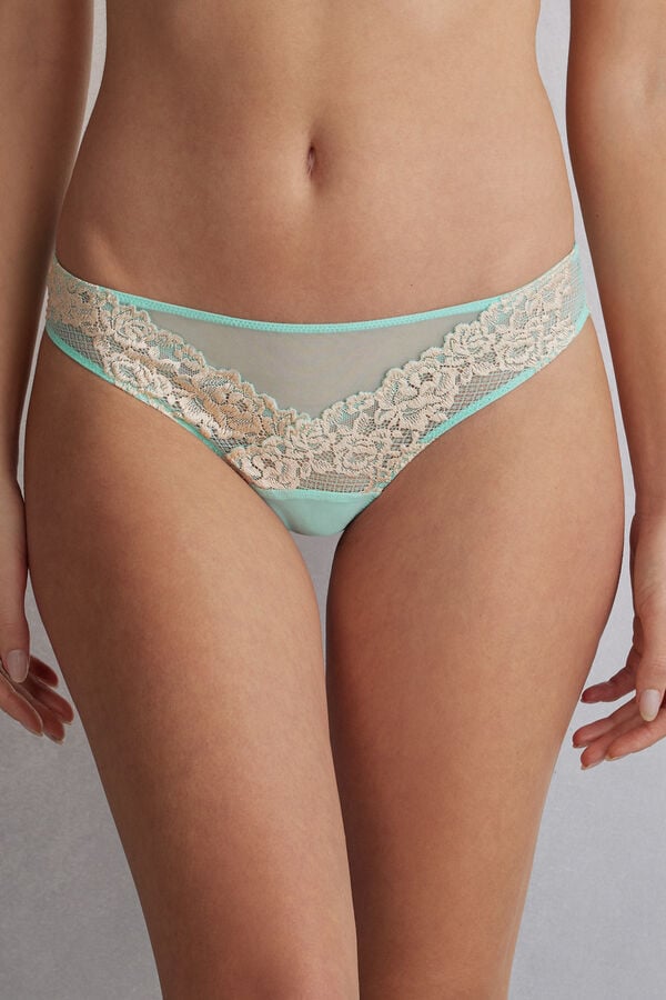 Green / White Intimissimi Pretty Flowerszilian Women Briefs | 8396WPANK