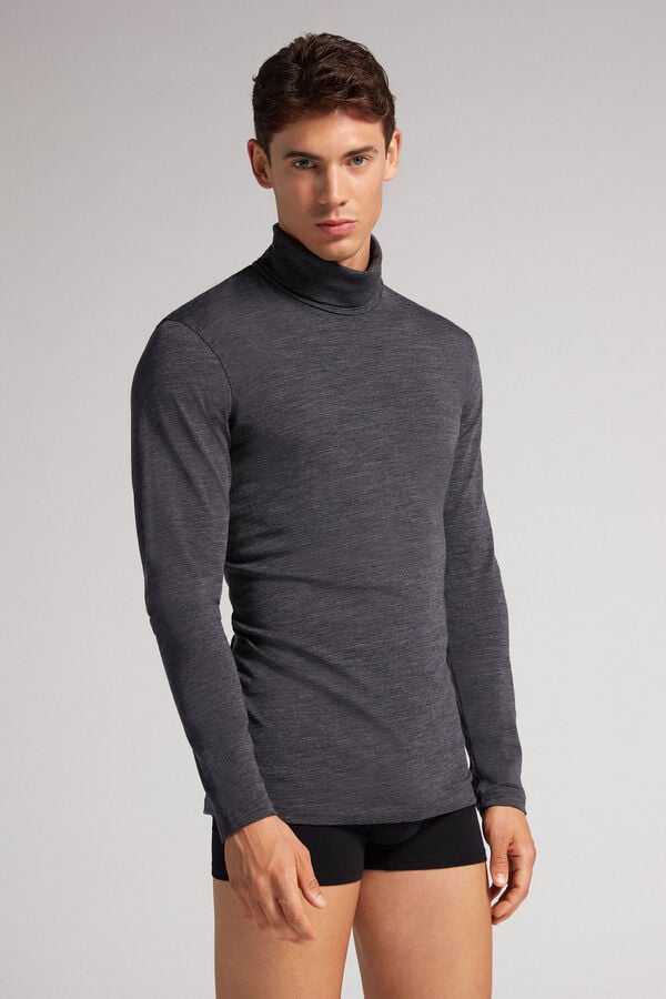 Grey Intimissimi High-Neck Merino-Wool Men Long Sleeve | 2039RVXTD