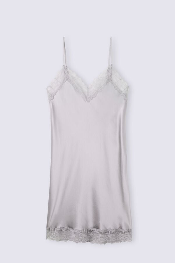 Grey Intimissimi Silk Slip With Lace Insert Detail Women Pajamas | 1756LXECP