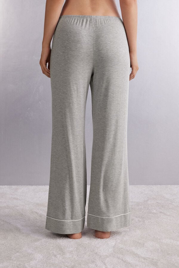 Grey / White Intimissimi Pretty Flowers Full Length Modal Women Pants | 6439UPGEH