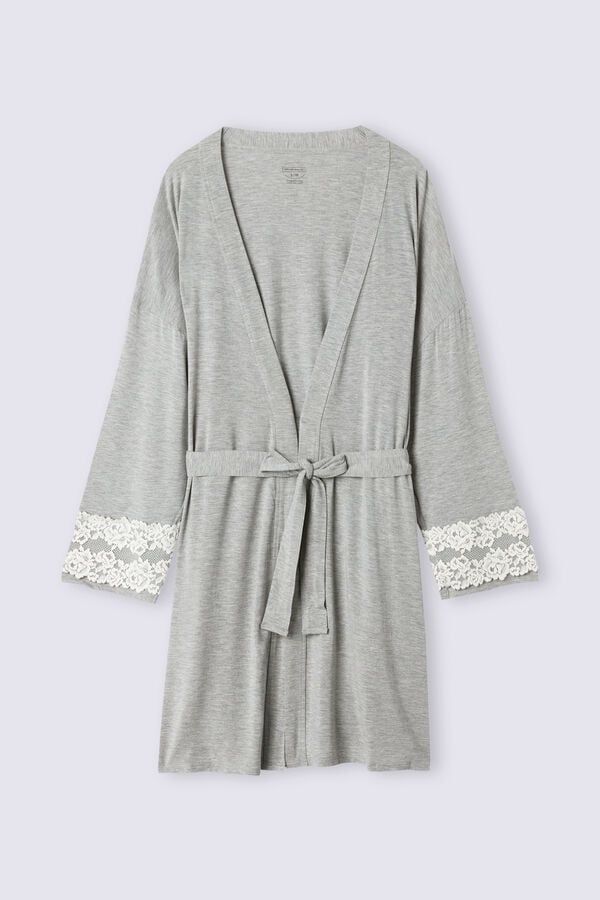 Grey / White Intimissimi Pretty Flowers Modal Women Robe | 4376YHXEI