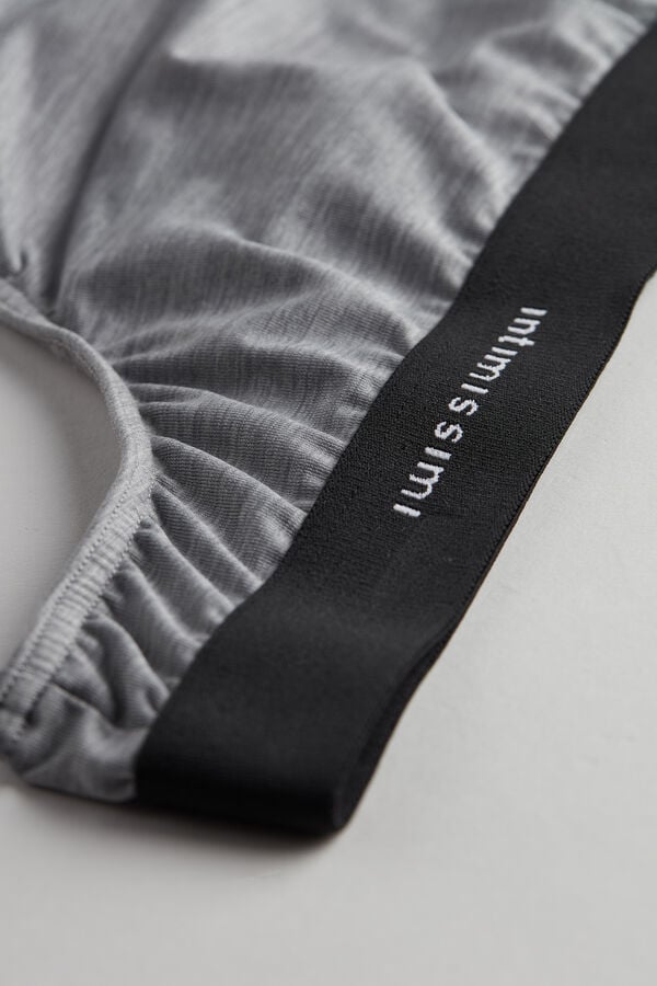 Light Grey Intimissimi Logo Detailed Microfiber Men Thong | 7236CZJUS