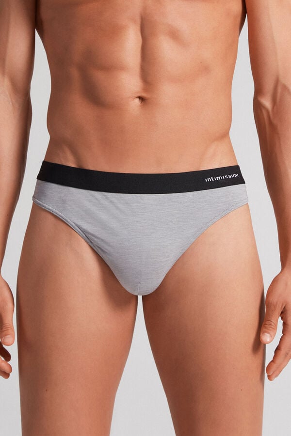 Light Grey Intimissimi Logo Detailed Microfiber Men Thong | 7236CZJUS