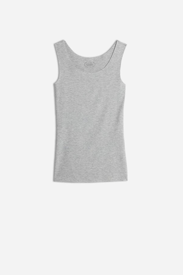 Light Grey Intimissimi Raw Edge Round Neck Cotton Women Tank Top | 2405VLCKY