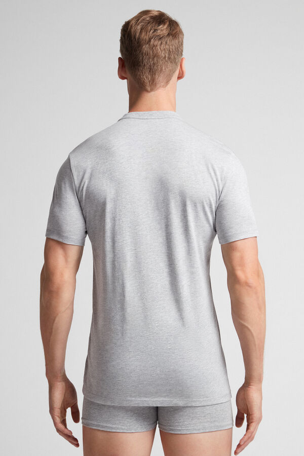 Light Grey Intimissimi Superior Cotton Henley Men T-Shirt | 3791NJDFX