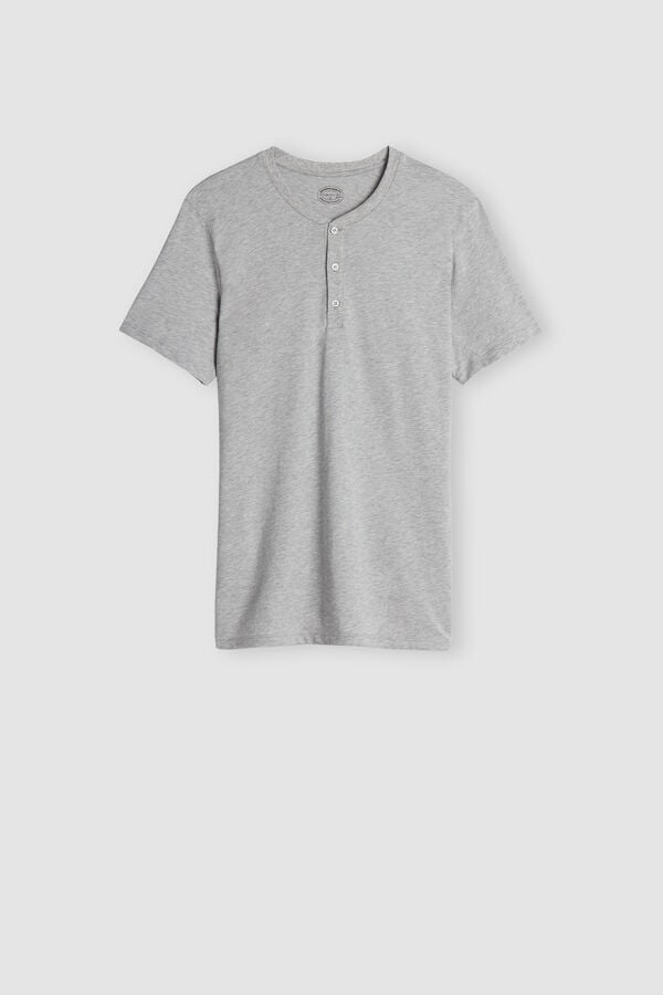 Light Grey Intimissimi Superior Cotton Henley Men T-Shirt | 3791NJDFX