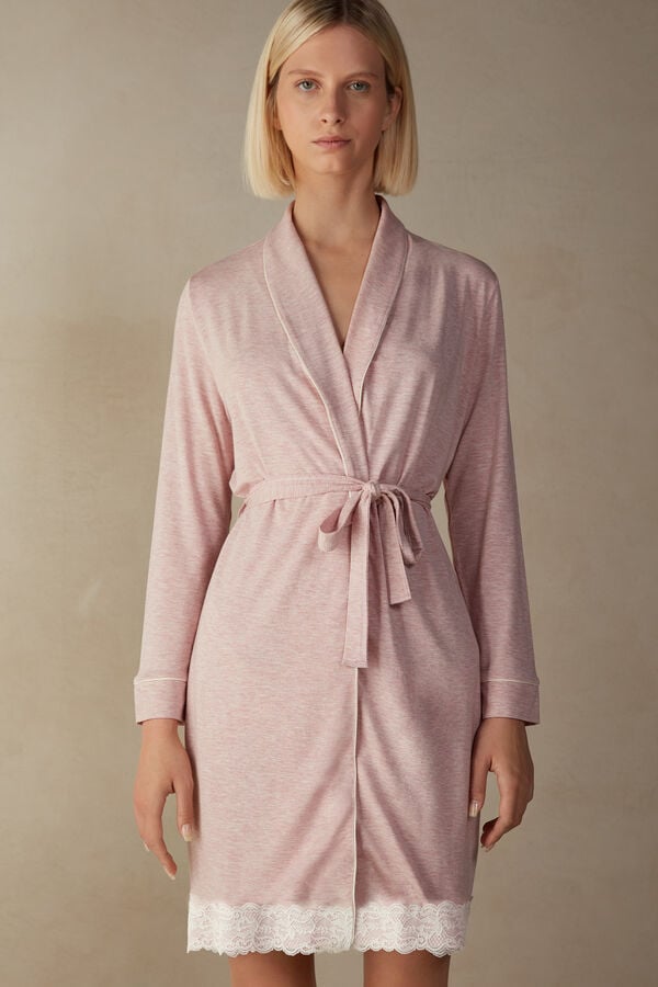 Light Pink Intimissimi Modal Lace Detail Women Robe | 7293PYAJV