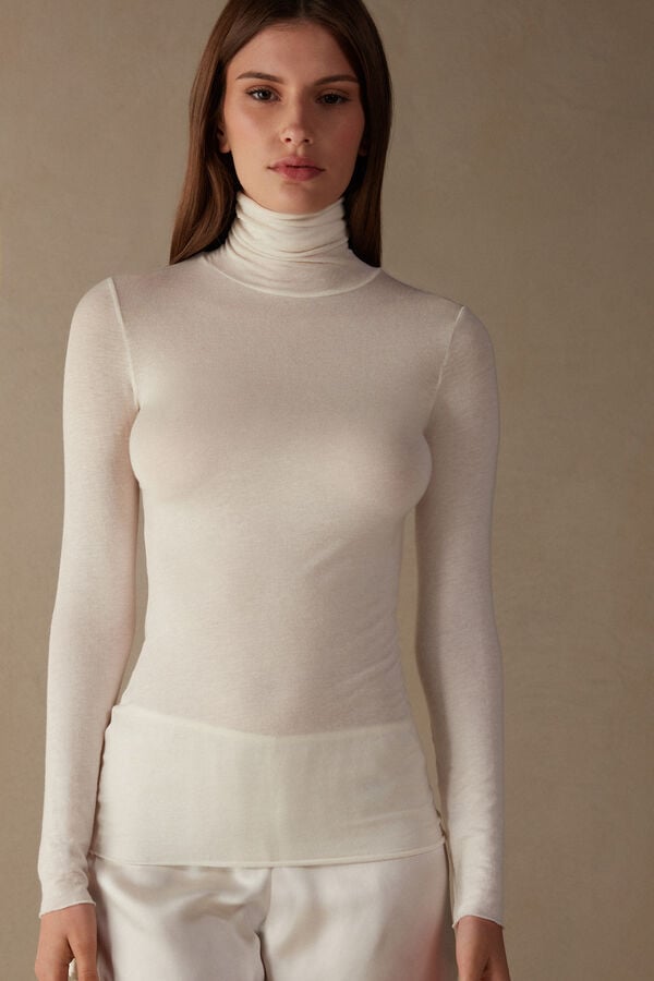 Light Yellow Intimissimi Modal Cashmere Ultralight High-Neck Women Long Sleeve | 0893KQOHU