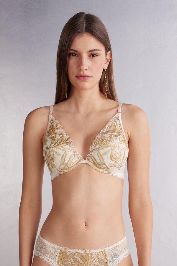 Light Yellow White Intimissimi Golden Hour Elena Balconette Women Bra | 2091HWMAV