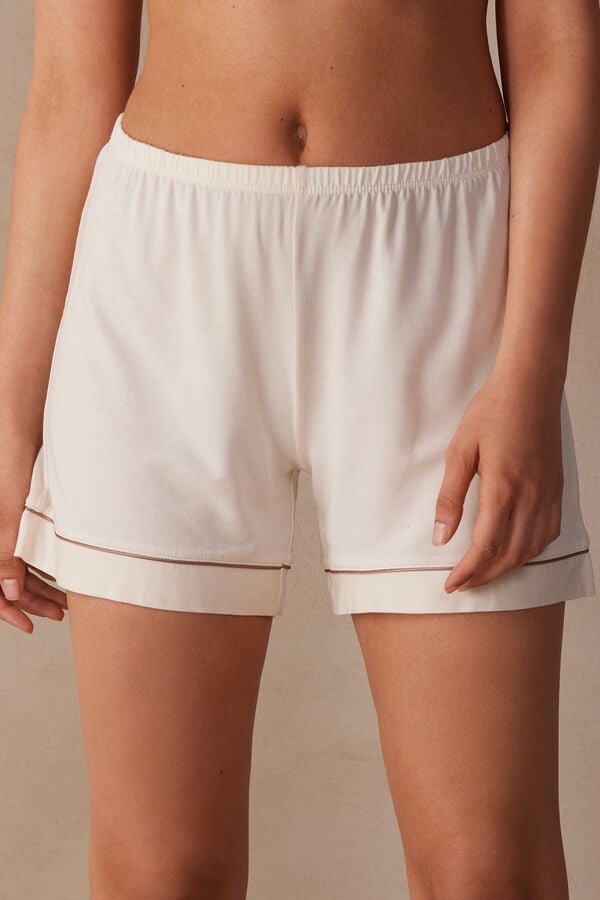 Light Yellow White Intimissimi Modal With Contrast Trim Women Shorts | 9410VIGLY