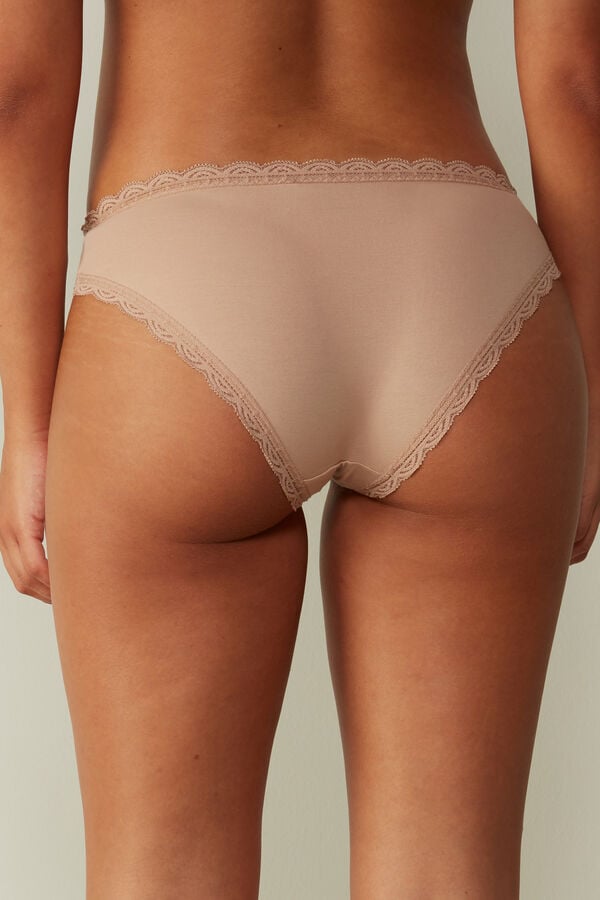 Orange Beige Intimissimi Cotton And Lace Women Panties | 7386ABJWQ