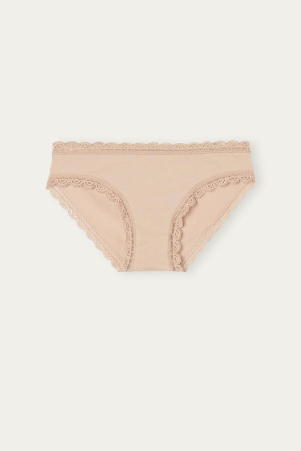 Orange Beige Intimissimi Cotton And Lace Women Panties | 7386ABJWQ