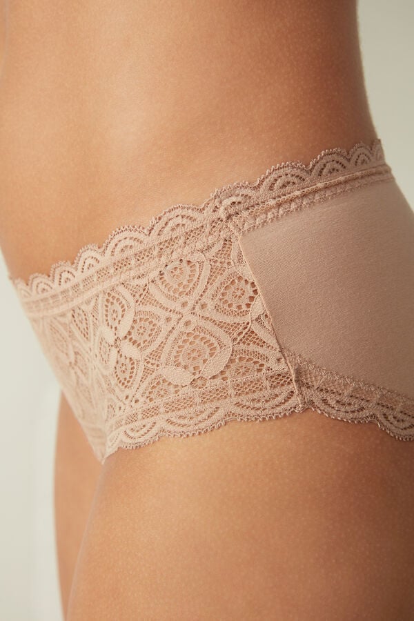 Orange Beige Intimissimi Lace And Cotton High Rise Women Panties | 5069GELPI