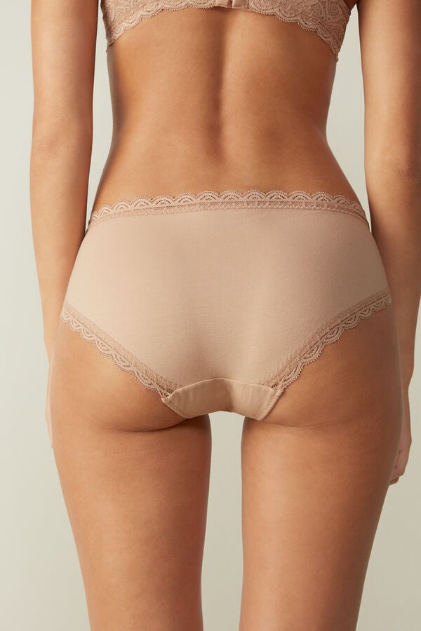 Orange Beige Intimissimi Lace And Cotton High Rise Women Panties | 5069GELPI