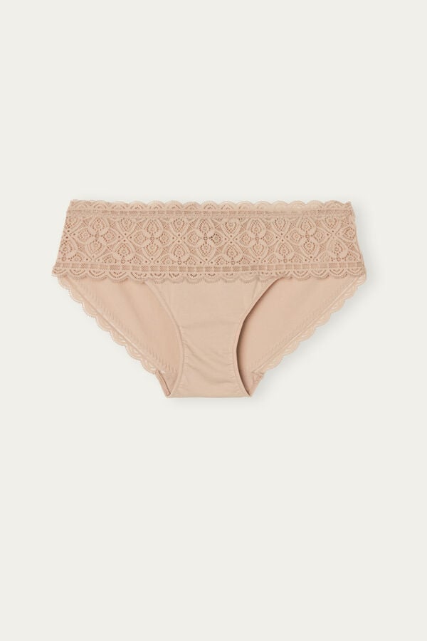 Orange Beige Intimissimi Lace And Cotton High Rise Women Panties | 5069GELPI