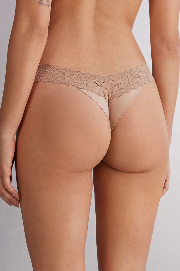 Orange Beige Intimissimi Lace And Microfiber ‘80s Stylezilian Women Briefs | 0457LFWHB