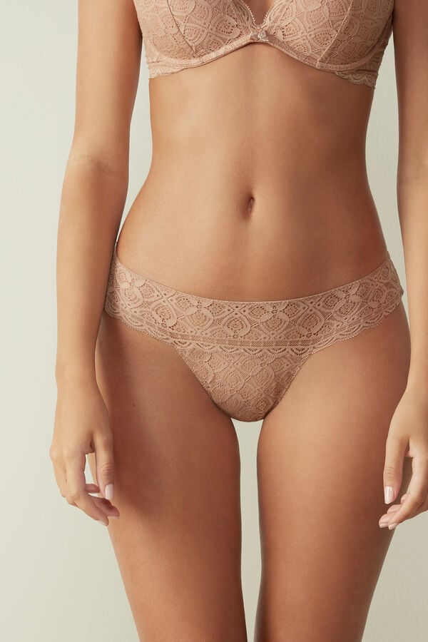 Orange Beige Intimissimi Lacezilian Women Briefs | 4375FMPNB