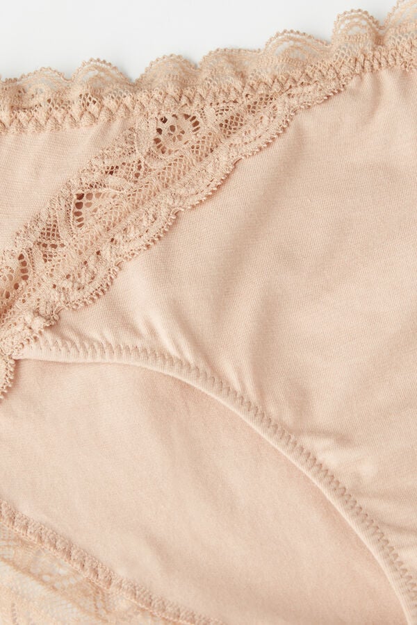 Orange Beige Intimissimi Semi-High Rise Cotton And Lace Women Panties | 3186GFOER