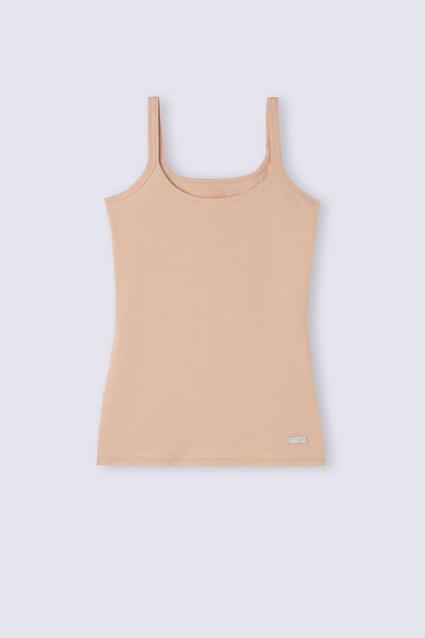 Orange Beige Intimissimi Spaghetti Strap In Cotton Women Tank Top | 6154PZWJN