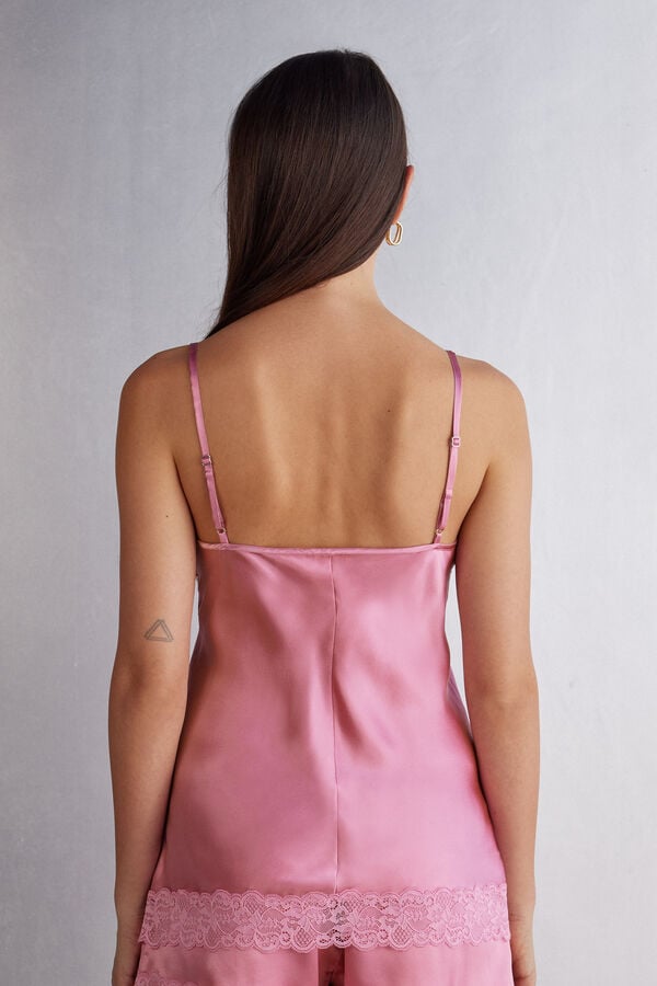 Pink Intimissimi Lace And Silk Women Tank Top | 8095ESFTV