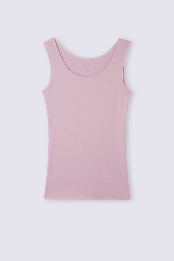 Pink Intimissimi Raw Edge Round Neck Cotton Women Tank Top | 7063SIGUM