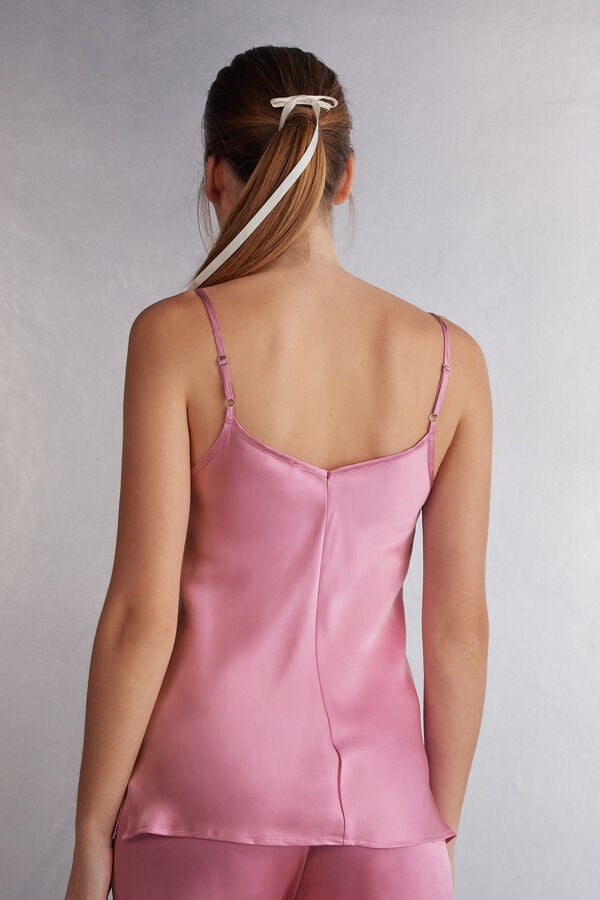 Pink Intimissimi Silk Satin With V-Neckline Women Tank Top | 5791UQEKZ