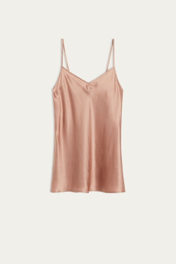 Pink Intimissimi Silk Satin With V-Neckline Women Tank Top | 6298IFQDY