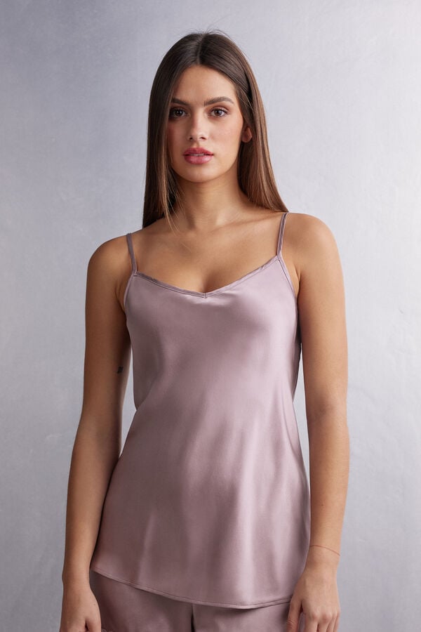 Pink Intimissimi Silk Satin With V-Neckline Women Tank Top | 2405LVOEF