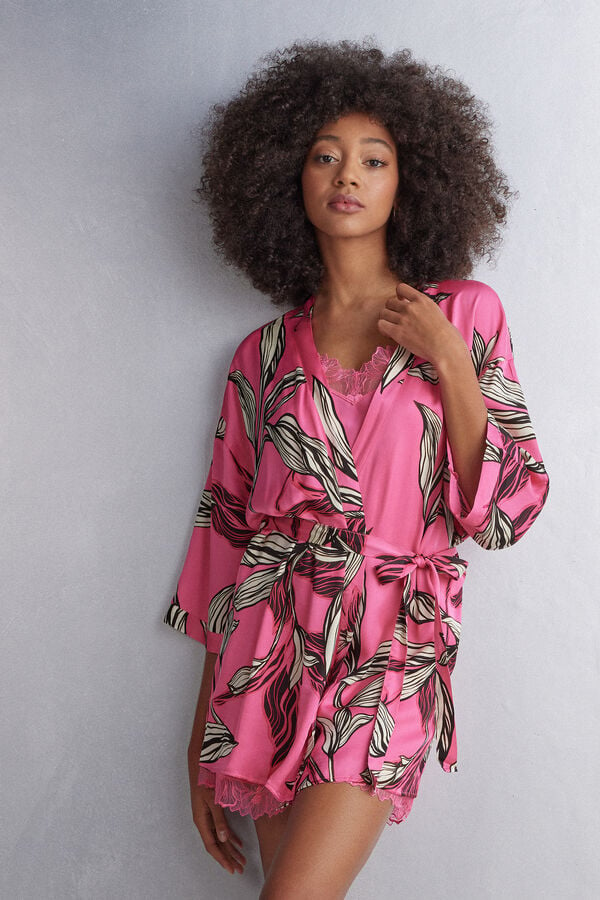 Pink Intimissimi Sweet Like Sugar Viscose Satin Kimono Women Pajamas | 3286VGHMZ