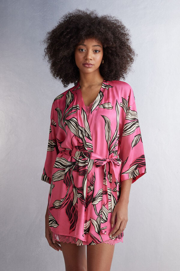 Pink Intimissimi Sweet Like Sugar Viscose Satin Kimono Women Pajamas | 3286VGHMZ