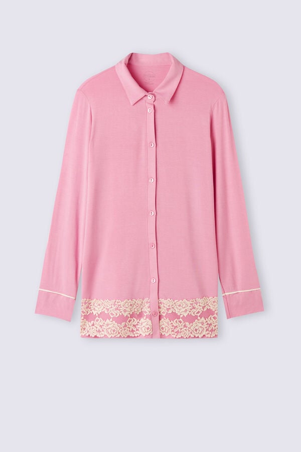 Pink / White Intimissimi Pretty Flowers Button Up In Modal Women Shirt | 9017EHNFZ