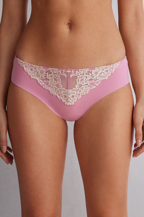 Pink / White Intimissimi Pretty Flowers Seamless Cotton Women Panties | 4731WSRYB