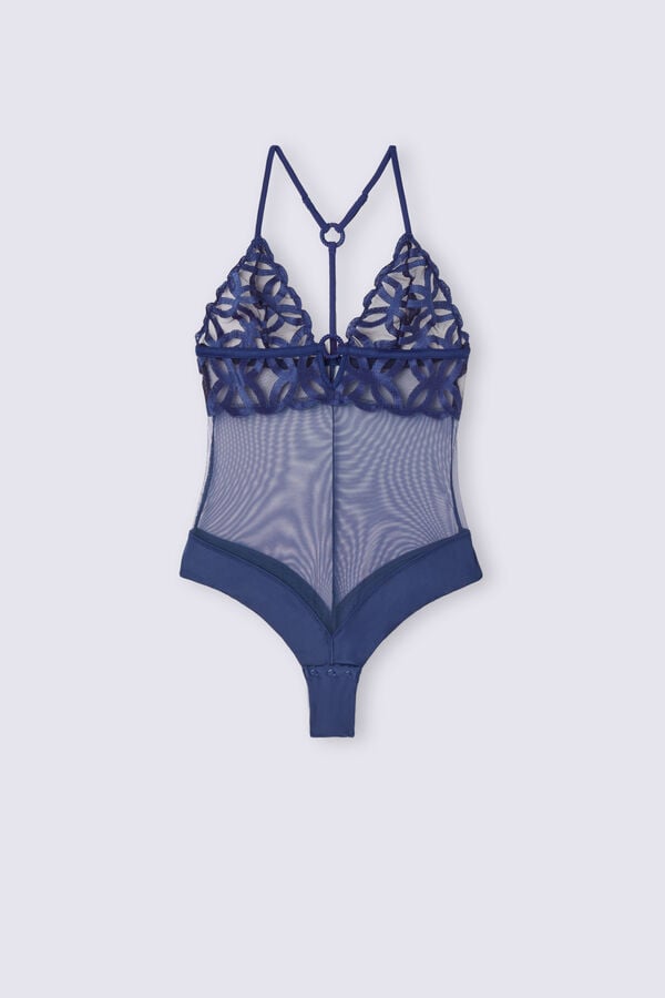 Purple Intimissimi Crafted Elegance Lace And Tulle Women Bodysuit | 9130AHYWR