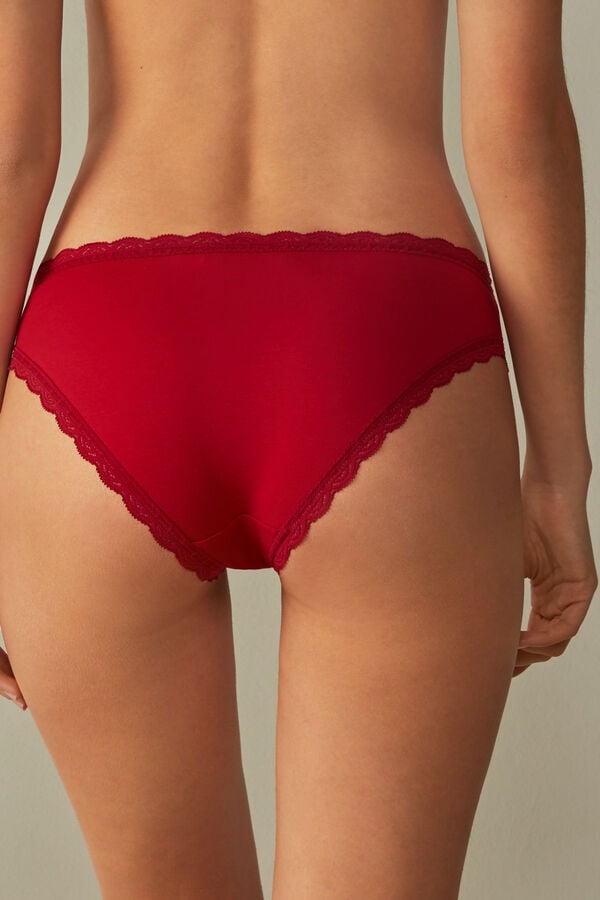 Red Intimissimi Cotton And Lace Women Panties | 1468SOTBY