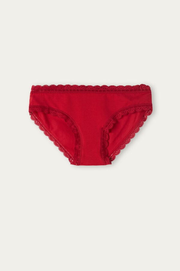 Red Intimissimi Cotton And Lace Women Panties | 1468SOTBY