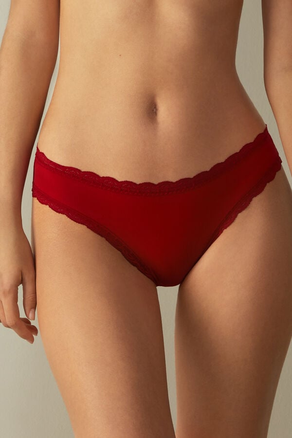 Red Intimissimi Cotton And Lace Women Panties | 1468SOTBY