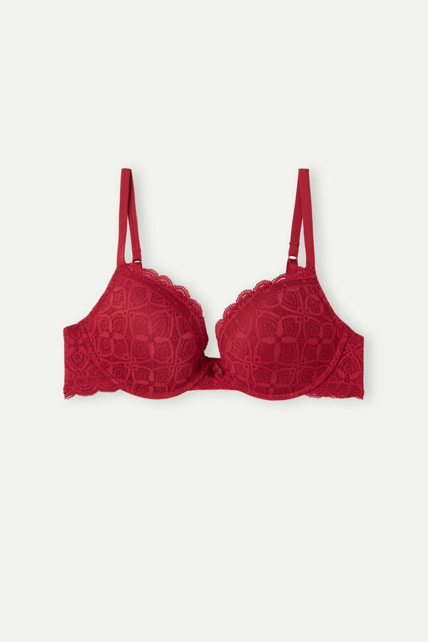 Red Intimissimi Elettra Super Push-Up Lace Women Bra | 3952TIYFH