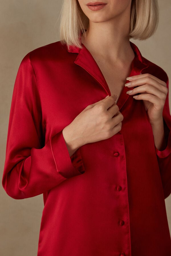 Red Intimissimi Mannish-Cut In Silk Satin Women Jacket | 4289GFIWY