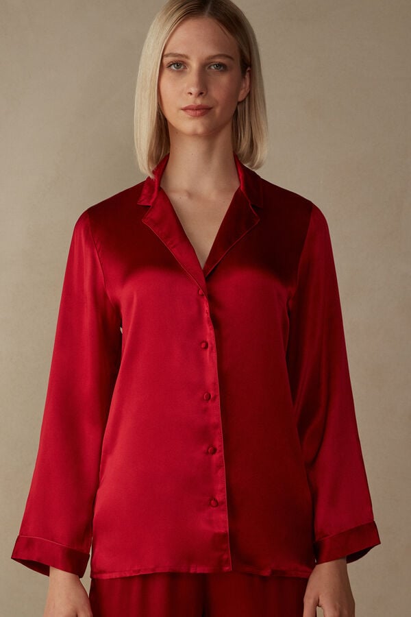 Red Intimissimi Mannish-Cut In Silk Satin Women Jacket | 4289GFIWY