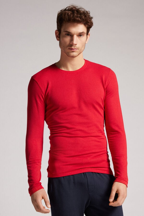 Red Intimissimi Modal-Cashmere Men Long Sleeve | 0296TUPMN