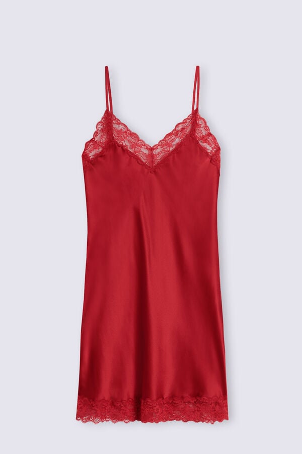 Red Intimissimi Silk Slip With Lace Insert Detail Women Pajamas | 2601DHZNI