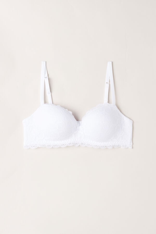 White Intimissimi Claudia Balconette Lace Women Bra | 0826NPRBH